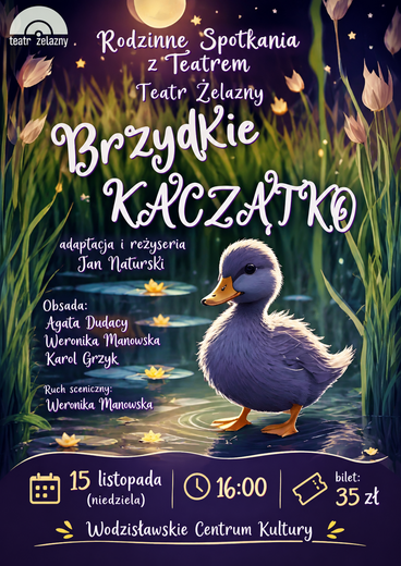 plakat z kaczuszką w blasku księżyca