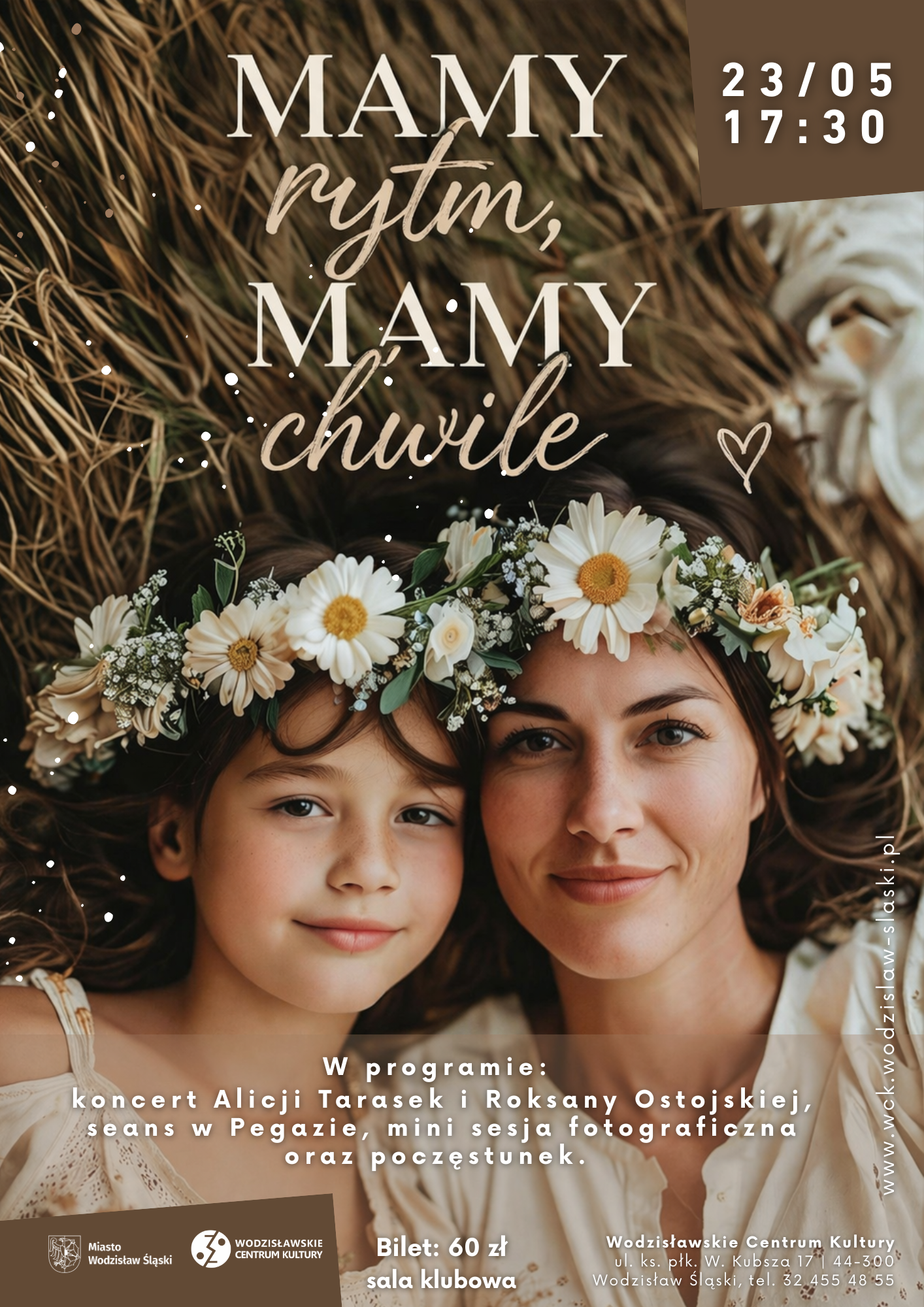 plakat z&nbsp;mamą i&nbsp;c&oacute;rką w&nbsp;wiankach