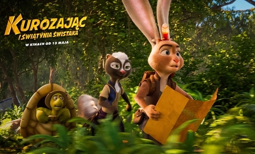 zając z mapą a za nim idą inne zwierzęta