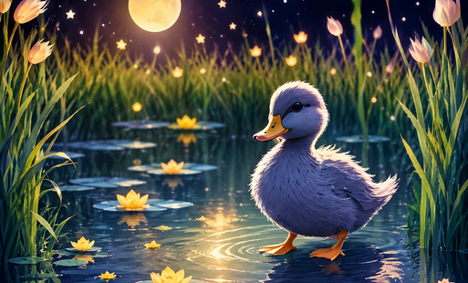 bajkowa kaczuszka tło nocne
